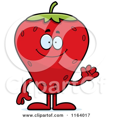 Cartoon of a Waving Strawberry Mascot - Royalty Free Vector Clipart by Cory Thoman