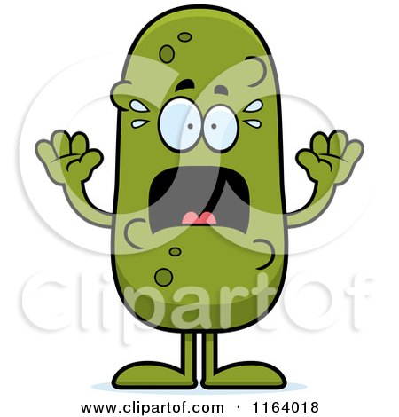 Cartoon of a Scared Pickle Mascot - Royalty Free Vector Clipart by Cory Thoman
