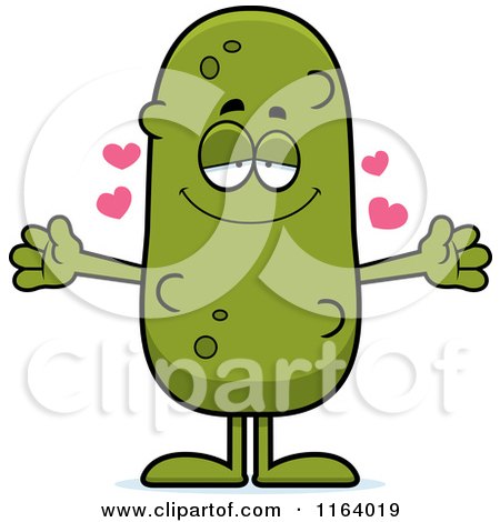 Cartoon of a Loving Pickle Mascot - Royalty Free Vector Clipart by Cory Thoman