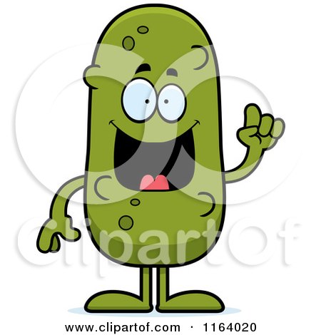 Cartoon of a Smart Pickle Mascot with an Idea - Royalty Free Vector Clipart by Cory Thoman