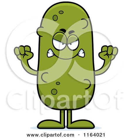 Cartoon of a Mad Pickle Mascot - Royalty Free Vector Clipart by Cory Thoman