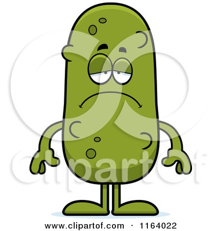 Cartoon of a Depressed Pickle Mascot - Royalty Free Vector Clipart by Cory Thoman