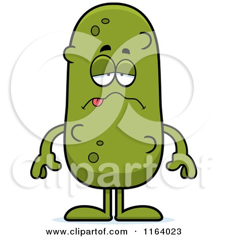 Cartoon of a Sick Pickle Mascot - Royalty Free Vector Clipart by Cory Thoman
