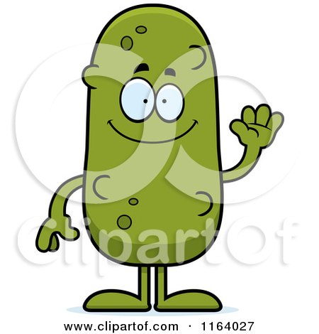 Cartoon of a Waving Pickle Mascot - Royalty Free Vector Clipart by Cory Thoman