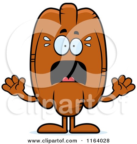 Cartoon of a Scared Pecan Mascot - Royalty Free Vector Clipart by Cory Thoman