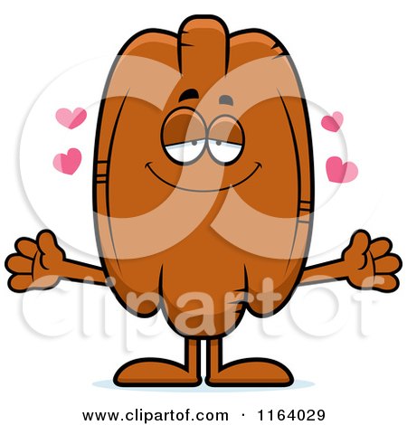 Cartoon of a Loving Pecan Mascot - Royalty Free Vector Clipart by Cory Thoman