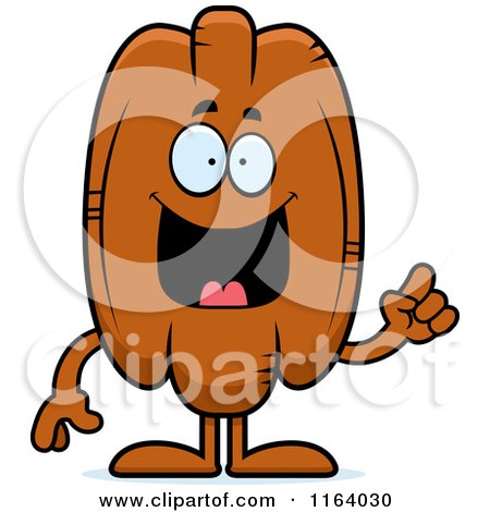 Cartoon of a Smart Pecan Mascot with an Idea - Royalty Free Vector Clipart by Cory Thoman