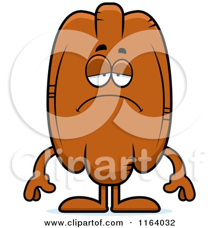 Cartoon of a Depressed Pecan Mascot - Royalty Free Vector Clipart by Cory Thoman