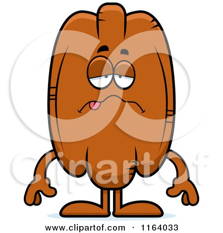 Cartoon of a Sick Pecan Mascot - Royalty Free Vector Clipart by Cory Thoman