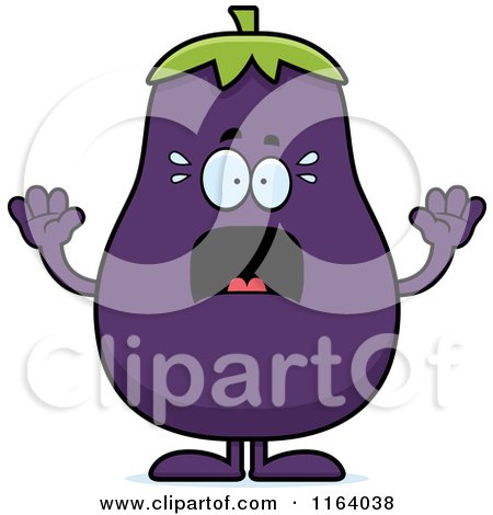 Cartoon of a Scared Purple Eggplant Mascot - Royalty Free Vector Clipart by Cory Thoman