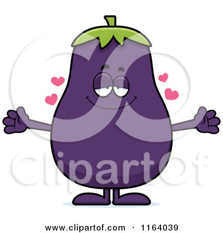 Cartoon of a Loving Purple Eggplant Mascot - Royalty Free Vector Clipart by Cory Thoman