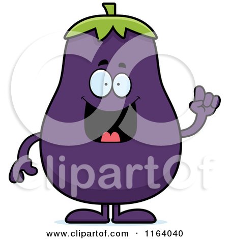 Cartoon of a Smart Purple Eggplant Mascot with an Idea - Royalty Free Vector Clipart by Cory Thoman