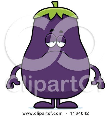 Cartoon of a Depressed Purple Eggplant Mascot - Royalty Free Vector Clipart by Cory Thoman