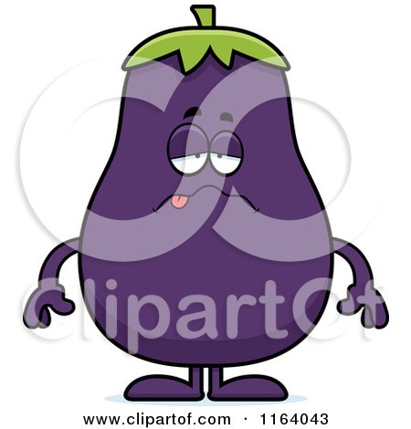 Cartoon of a Sick Purple Eggplant Mascot - Royalty Free Vector Clipart by Cory Thoman