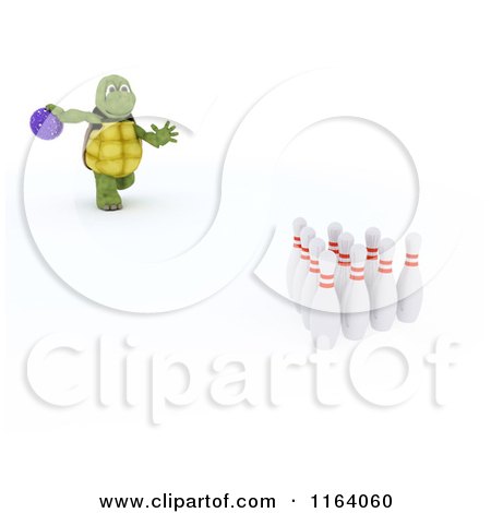 Clipart of a 3d Bowling Tortoise - Royalty Free CGI Illustration by KJ Pargeter