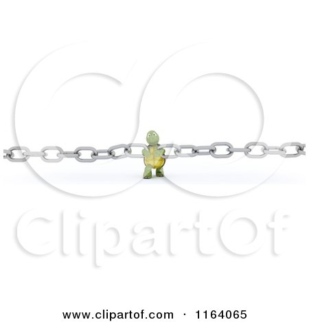 Clipart of a 3d Tortoise Connecting Chain Links Together - Royalty Free CGI Illustration by KJ Pargeter