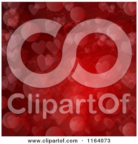 Clipart of a Red Background of Hearts Flares and Happy Valentines Day Text - Royalty Free Vector Illustration by KJ Pargeter