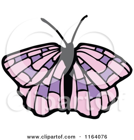 Cartoon of a Purple Butterfly - Royalty Free Vector Illustration by lineartestpilot