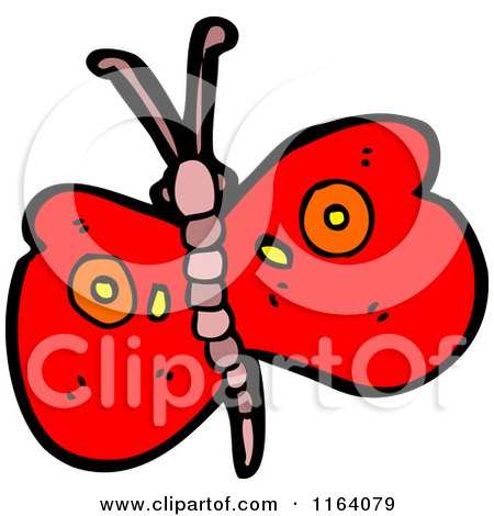 Cartoon of a Red Butterfly - Royalty Free Vector Illustration by lineartestpilot