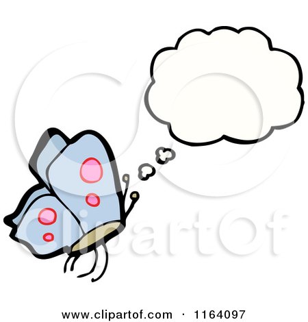 Cartoon of a Thinking Butterfly - Royalty Free Vector Illustration by lineartestpilot