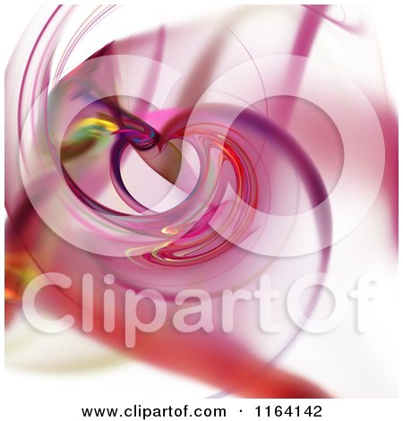 Clipart of a Pink Swirl Fractal with a Heart Center - Royalty Free CGI Illustration by oboy