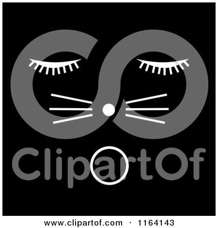 Clipart of a White Cat Face on Black - Royalty Free CGI Illustration by oboy