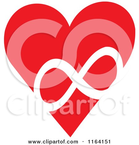 Cartoon of a Red Heart with a White Infinity Symbol - Royalty Free Vector Clipart by Johnny Sajem