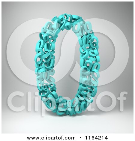 Clipart of a 3d Turquoise Number 0 Composed of Zeros on Gray - Royalty Free CGI Illustration by stockillustrations