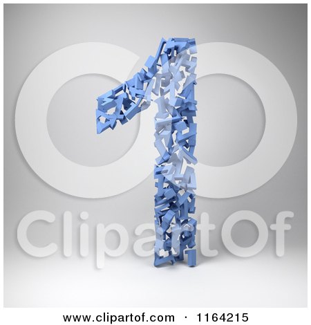 Clipart of a 3d Blue Number 1 Composed of Ones on Gray - Royalty Free CGI Illustration by stockillustrations
