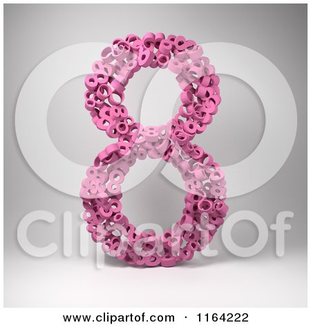 Clipart of a 3d Pink Number 8 Composed of Eights on Gray - Royalty Free CGI Illustration by stockillustrations