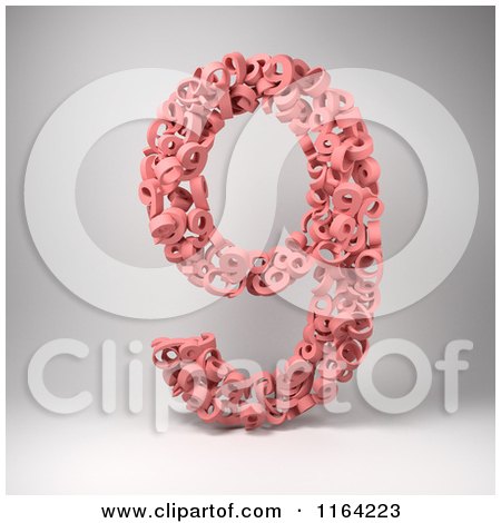 Clipart of a 3d Pink Number 9 Composed of Nines on Gray - Royalty Free CGI Illustration by stockillustrations
