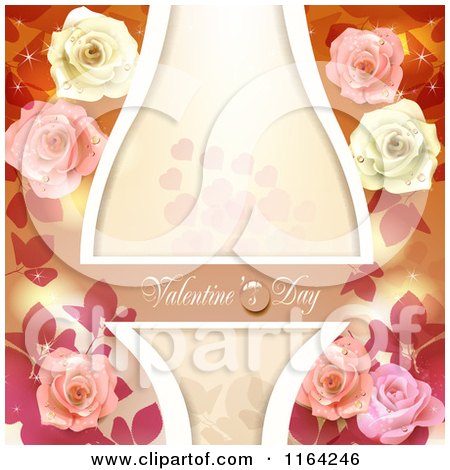 Clipart of a Valentines Day Background with Text Hearts Roses and Copyspace 6 - Royalty Free Vector Illustration by merlinul