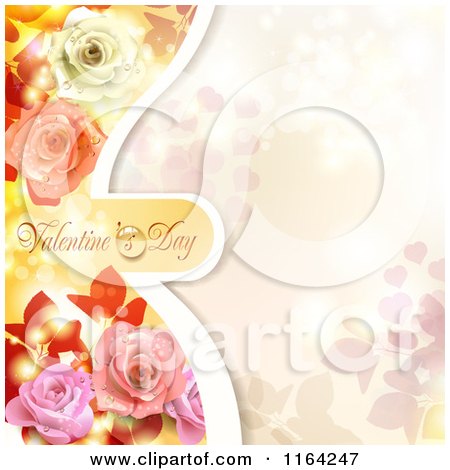 Clipart of a Valentines Day Background with Text Hearts Roses and Copyspace 4 - Royalty Free Vector Illustration by merlinul