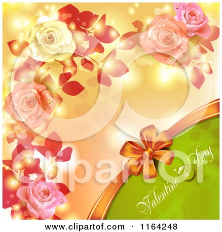Clipart of a Valentines Day Background with Text Hearts Roses and Copyspace 2 - Royalty Free Vector Illustration by merlinul
