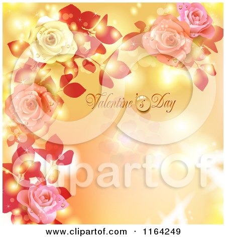 Clipart of a Valentines Day Background with Text Hearts Roses and Copyspace - Royalty Free Vector Illustration by merlinul