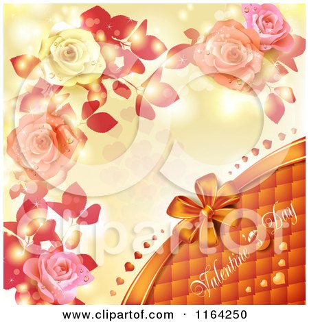Clipart of a Valentines Day Background with Text Hearts Roses and Copyspace 3 - Royalty Free Vector Illustration by merlinul