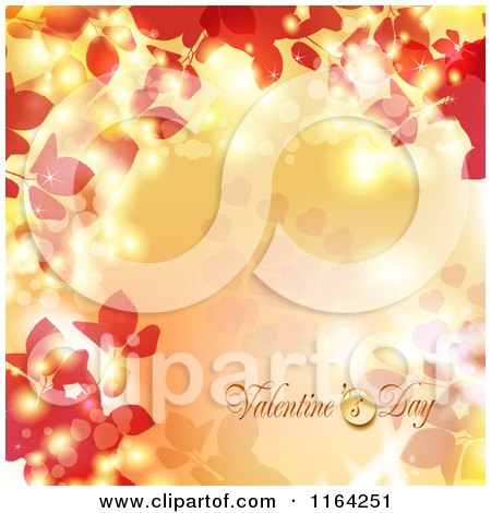 Clipart of a Valentines Day Background with Text Hearts Foliage and Copyspace - Royalty Free Vector Illustration by merlinul