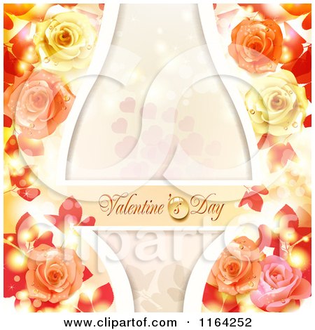 Clipart of a Valentines Day Background with Text Hearts Roses and Copyspace 5 - Royalty Free Vector Illustration by merlinul