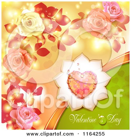 Clipart of a Valentines Day Background with Text Hearts and Roses 2 - Royalty Free Vector Illustration by merlinul