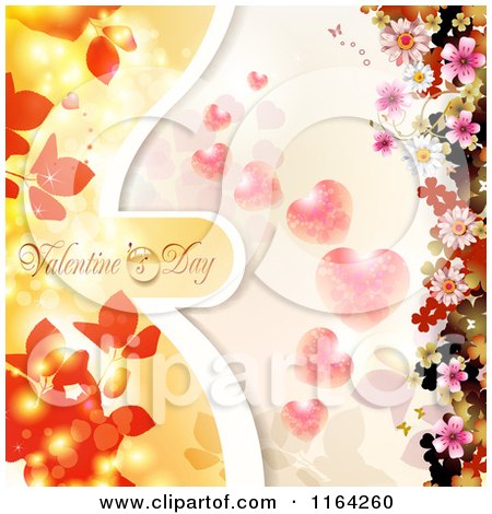 Clipart of a Valentines Day Background with Text Hearts and Blossoms - Royalty Free Vector Illustration by merlinul