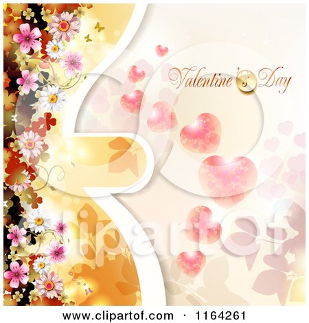 Clipart of a Valentines Day Background with Text Hearts and Blossoms 2 - Royalty Free Vector Illustration by merlinul