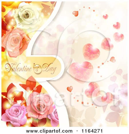Clipart of a Valentines Day Background with Text Hearts and Roses 3 - Royalty Free Vector Illustration by merlinul