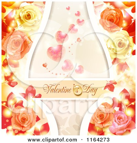Clipart of a Valentines Day Background with Text Hearts and Roses 4 - Royalty Free Vector Illustration by merlinul