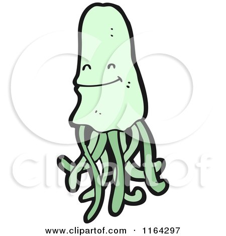 Cartoon of a Green Jellyfish - Royalty Free Vector Illustration by lineartestpilot