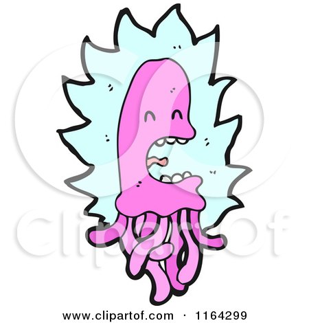 Cartoon of a Pink Jellyfish - Royalty Free Vector Illustration by lineartestpilot