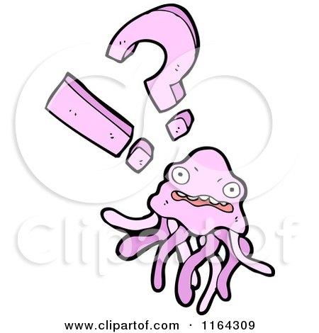 Cartoon of a Surprised Pink Jellyfish - Royalty Free Vector Illustration by lineartestpilot