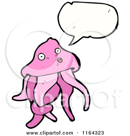 Cartoon of a Talking Pink Jellyfish - Royalty Free Vector Illustration by lineartestpilot