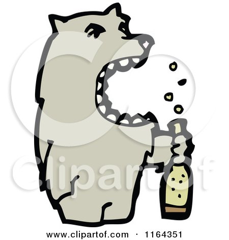 Cartoon of a Drunk Wolf - Royalty Free Vector Illustration by lineartestpilot