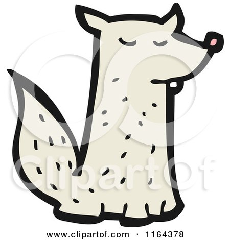 Cartoon of a Sitting Wolf - Royalty Free Vector Illustration by lineartestpilot