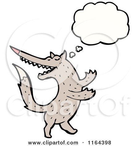 Cartoon of a Thinking Dog or Wolf - Royalty Free Vector Illustration by lineartestpilot
